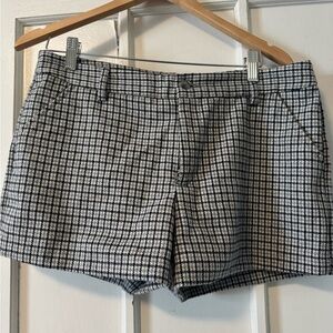 GAP Navy, Gray & CreamChecked High-Waist Wool Shorts